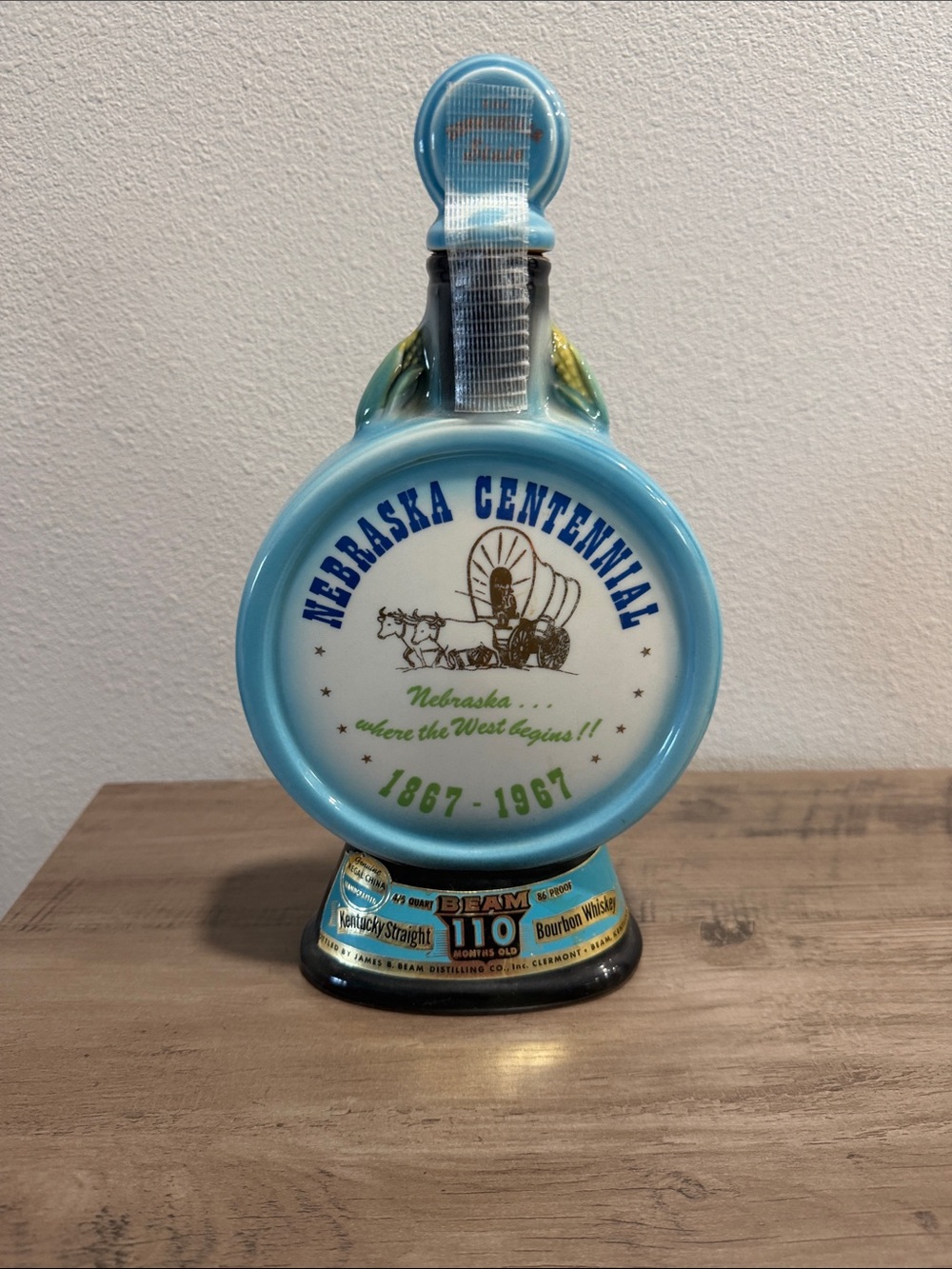 Nebraska Centennial 1867-1967 Blue Collectible Decanter